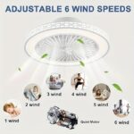 Modern 20-Inch Ceiling Fans Equipped with Lights, Featuring a Low Profile Design, Adjustable Color Temperature, And Six Speed Settings, Suitable for Bedrooms, Rooms, And Living Areas. - Image 9
