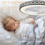 Modern 20-Inch Ceiling Fans Equipped with Lights, Featuring a Low Profile Design, Adjustable Color Temperature, And Six Speed Settings, Suitable for Bedrooms, Rooms, And Living Areas. - Image 6