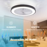 20'' Enclosed Ceiling Fans with Lights And Remote, with 1800K Amber Nightlight Ceiling Fan 3000K-6500K Dimmable 6 Speeds Reversible Quiet DC Motor for Bedroom Kitchen Living Room - Image 4