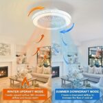Modern 20-Inch Ceiling Fans Equipped with Lights, Featuring a Low Profile Design, Adjustable Color Temperature, And Six Speed Settings, Suitable for Bedrooms, Rooms, And Living Areas. - Image 4