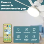 Ceiling Fans For Bedroom Living Room Ceiling Fans With Remote Control and Light LED Lamp Fan E27 Converter Base Smart Silent - Image 3