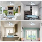 Socket Ceiling Fan with Light,20.5in Screw Ceiling Fans with Lights,LED Mini Ceiling Fans for Bedroom/Garage/Kitchen(White) - Image 6