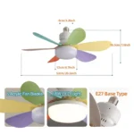 Socket Ceiling Fan with Light,20.5in Screw Ceiling Fans with Lights,LED Mini Ceiling Fans for Bedroom/Garage/Kitchen(White) - Image 8