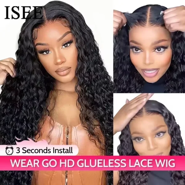 Wear Go Wig ISEE Hair Mongolian Water Wave 7x5 Glueless Preplucked Pre Cut Lace Easy Install