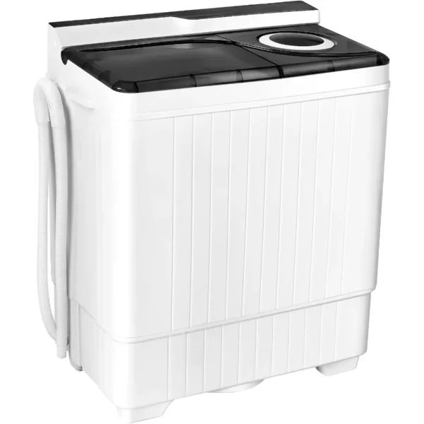 Semi-automatic Twin Tub Washing Machine with Spin Dryer 26lbs Capacity Built-in Drain Pump Portable and Compact Laundry Washer