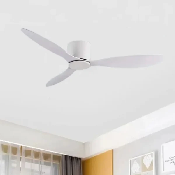 42, 52 Inch Ceiling Fans No Light DC Motor Remote Control Cooling Fans Lamp Low Floor Ceiling Fan White wood Black Color