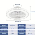 Modern 20-Inch Ceiling Fans Equipped with Lights, Featuring a Low Profile Design, Adjustable Color Temperature, And Six Speed Settings, Suitable for Bedrooms, Rooms, And Living Areas. - Image 2