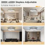 Modern 20-Inch Ceiling Fans Equipped with Lights, Featuring a Low Profile Design, Adjustable Color Temperature, And Six Speed Settings, Suitable for Bedrooms, Rooms, And Living Areas. - Image 5