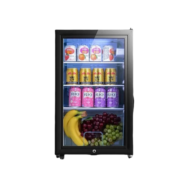 Portable Refrigerator, Double-layer Glass Door, Noise Free, Mini Fridge For Bars, Hotels, Transparent Door Freezer, Small Space