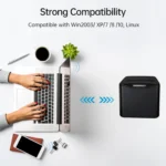 Thermal Receipt Printer 80mm Desktop Direct Thermal Printing USB+LAN Connection High Speed with Auto Cutter Large Paper Bin - Image 5