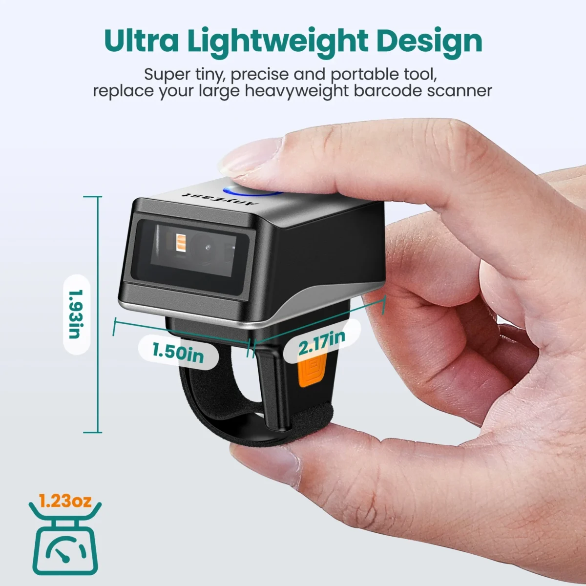 Click Mini Scanner Scanner Bluetooth Ring Wireless Mini Finger Barcode Reader 2D Barcode ...