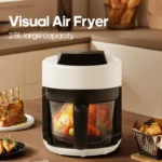 Electric Hot Glass Air Fryers Oven 12-in 1 2.5L White Air Fryers with Nonstick Basket