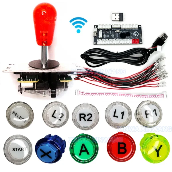 Ps PC Android TV Arcade Game Diy Kit Zero Delay Wireless Usb Board Joystick Controller Copy Sanwa Obsc Clear Push Buttons Set