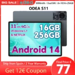 Odea S11, 11 Inch Tddi, 8000Mah, Android 14 Tablet, (6Gb+10Gb Expansion)16Gb Ram, 256Gb Rom, 1920X1200 Ips, Unisoc T606, 8 Cores, Mali-G57, 4g Lte, Wifi, Gps, Sim Slots*2+Tf*1, Widevine L1 for Netflix