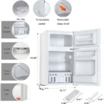 Compact 3.2 Cu.Ft. Mini Refrigerator with Separate Freezer and Double Doors Adjustable Removable Shelves Ideal for Basement Apartment - Image 3