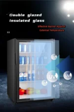 Portable Refrigerator, Double-layer Glass Door, Noise Free, Mini Fridge For Bars, Hotels, Transparent Door Freezer, Small Space - Image 2